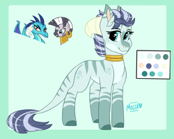 Size: 2324x1868 | Tagged: safe, artist:moccabliss, imported from derpibooru, princess ember, zecora, oc, hybrid, interspecies offspring, leonine tail, magical lesbian spawn, offspring, parent:princess ember, parent:zecora