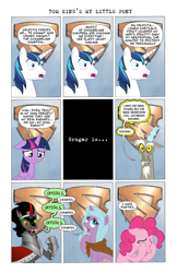 Size: 701x1079 | Tagged: safe, artist:cloudy glow, artist:cloudyglow, artist:legat-bf, artist:mrkat7214, artist:paganmuffin, artist:yanoda, edit, idw, imported from derpibooru, discord, king sombra, pinkie pie, radiant hope, shining armor, twilight sparkle, alicorn, draconequus, earth pony, pony, unicorn, crying, dc comics, floppy ears, heroes in crisis, implied grogar, implied princess cadance, implied princess celestia, implied queen chrysalis, parody, speech bubble, twilight sparkle (alicorn)