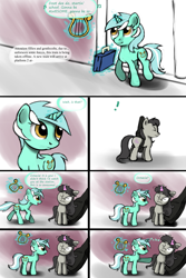 Size: 1000x1500 | Tagged: safe, artist:esuka, imported from derpibooru, lyra heartstrings, octavia melody, pony, ask, ask-canterlot-musicians, cello case, comic, lyre, magic, musical instrument, tumblr