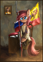 Size: 1392x2000 | Tagged: safe, artist:atlas-66, imported from derpibooru, oc, oc:atlas, earth pony, pegasus, army, clothes, flag, history, military, russia, russian army, russian empire, uniform, war, weapon