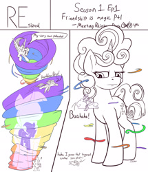 Size: 2000x2328 | Tagged: safe, artist:tsitra360, imported from derpibooru, rainbow dash, twilight sparkle, unicorn, friendship is magic, growth, macro, micro, scene interpretation, series, tornado, unicorn twilight