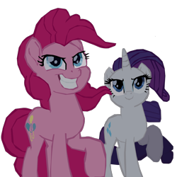 Size: 1280x1280 | Tagged: safe, artist:benpictures1, edit, edited screencap, imported from derpibooru, screencap, pinkie pie, rarity, earth pony, pony, unicorn, my little pony: the movie, cute, diapinkes, duo, duo female, evil grin, female, grin, inkscape, mare, raised hoof, raribetes, simple background, smiling, transparent background, vector