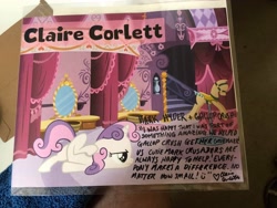 Size: 4032x3024 | Tagged: safe, imported from derpibooru, sweetie belle, pony, unicorn, claire corlett, female, filly, high res, photo, signature, signed, solo