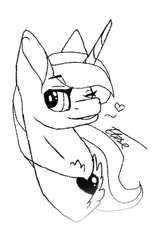 Size: 500x800 | Tagged: safe, artist:inspiredpixels, imported from derpibooru, oc, oc only, pony, unicorn, bust, chest fluff, eyebrows, eyebrows visible through hair, heart, jewelry, one eye closed, pendant, signature, smiling, solo