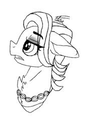 Size: 523x766 | Tagged: safe, artist:inspiredpixels, imported from derpibooru, spoiled rich, earth pony, pony, bust, eye clipping through hair, eyebrows, eyebrows visible through hair, female, floppy ears, frown, gritted teeth, mare, simple background, solo, white background