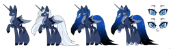 Size: 4560x1314 | Tagged: safe, artist:inspiredpixels, imported from derpibooru, princess luna, alicorn, pony, coat markings, colored hooves, colored wings, crown, eyebrows, eyebrows visible through hair, female, folded wings, high res, hoof shoes, jewelry, mare, pale belly, raised hoof, regalia, simple background, slit eyes, slit pupils, solo, tail feathers, transparent background, wings