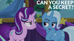 Size: 1280x720 | Tagged: safe, edit, edited screencap, editor:quoterific, imported from derpibooru, screencap, starlight glimmer, trixie, pony, unicorn, no second prances, season 6, female, mare, open mouth