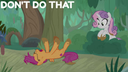 Size: 1280x720 | Tagged: safe, edit, edited screencap, editor:quoterific, imported from derpibooru, screencap, scootaloo, sweetie belle, pegasus, pony, unicorn, growing up is hard to do, season 9, spoiler:s09, duo, eyes closed, female, lying down, mare, messy mane, mud, muddy, older, older scootaloo, older sweetie belle, on back, open mouth