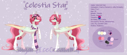 Size: 1280x553 | Tagged: safe, artist:sugaryicecreammlp, imported from derpibooru, oc, oc only, oc:celestial star, pegasus, pony, chest fluff, clothes, ear fluff, female, goggles, mare, reference sheet, scarf, solo