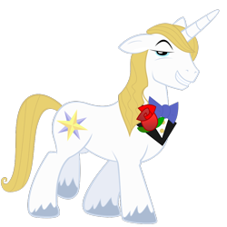 Size: 894x894 | Tagged: safe, artist:peachspices, edit, imported from derpibooru, vector edit, prince blueblood, pony, unicorn, bedroom eyes, flower, lidded eyes, male, rose, simple background, solo, stallion, transparent background, unshorn fetlocks, vector