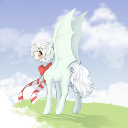 Size: 2500x2500 | Tagged: safe, artist:azaani, imported from derpibooru, oc, oc only, bat pony, pony, bat pony oc, bat wings, clothes, female, high res, mare, scarf, solo, wings