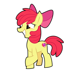 Size: 2740x2796 | Tagged: safe, artist:yaaaco, artist:yaco, imported from derpibooru, apple bloom, earth pony, pony, female, filly, high res, sheepish grin, simple background, solo, white background