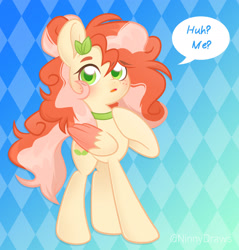 Size: 2237x2336 | Tagged: safe, artist:ninnydraws, imported from derpibooru, oc, oc only, oc:peachy, pegasus, pony, blushing, bun, choker, freckles, high res, solo