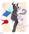 Size: 1400x1621 | Tagged: safe, artist:meowcephei, imported from derpibooru, oc, oc:tounicoon, changeling, hybrid, pony, changeling oc, commission, flag, french, postcard, solo