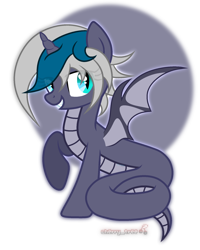 Size: 1600x2000 | Tagged: safe, artist:angelina-pax, imported from derpibooru, oc, oc only, oc:elizabat stormfeather, alicorn, bat pony, bat pony alicorn, lamia, original species, pony, snake, snake pony, alicorn oc, bat pony oc, bat wings, bedroom eyes, commission, female, grin, horn, lamiafied, mare, raised hoof, simple background, smiling, solo, species swap, transparent background, wings, ych result