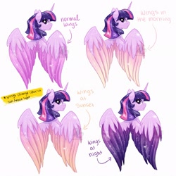 Size: 2048x2048 | Tagged: safe, artist:turtletroutstudios, imported from derpibooru, twilight sparkle, alicorn, pony, alternate design, female, high res, mare, solo, twilight sparkle (alicorn), two toned wings, wings