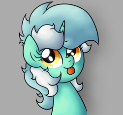 Size: 1693x1582 | Tagged: safe, artist:background basset, imported from derpibooru, lyra heartstrings, pony, unicorn, :p, bust, female, gray background, mare, simple background, solo, tongue out