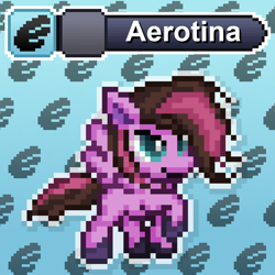 Size: 1024x1024 | Tagged: safe, artist:tony yotes, artist:yotes games, artist:yotesmark, imported from derpibooru, oc, oc only, oc:aerotina, pegasus, pony, battle gem ponies, eeveelution, flying, pixel art, pokémon, ponymon, solo