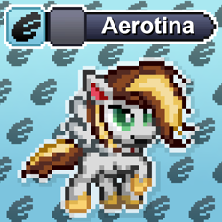 Size: 1024x1024 | Tagged: safe, artist:tony yotes, artist:yotes games, artist:yotesmark, imported from derpibooru, oc, oc only, oc:aerotina, pegasus, pony, battle gem ponies, eeveelution, flying, pixel art, pokémon, ponymon, solo