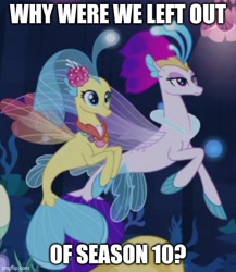 Size: 500x577 | Tagged: safe, edit, edited screencap, idw, imported from derpibooru, screencap, princess skystar, queen novo, seapony (g4), my little pony: the movie, the ending of the end, meme, season 10