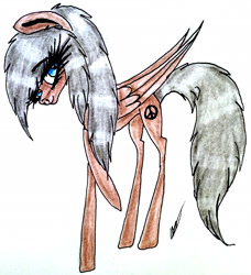 Size: 2243x2457 | Tagged: safe, artist:beamybutt, imported from derpibooru, oc, oc only, oc:acrylic, pegasus, pony, eyelashes, high res, pegasus oc, raised hoof, signature, simple background, smiling, traditional art, white background, wings