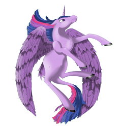 Size: 1000x1068 | Tagged: safe, alternate version, artist:byemyfriends, artist:schokocream, imported from derpibooru, twilight sparkle, alicorn, pony, colored hooves, female, horn, mare, solo, twilight sparkle (alicorn), wings