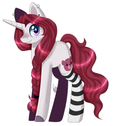 Size: 1975x2173 | Tagged: safe, artist:inspiredpixels, imported from derpibooru, oc, oc only, oc:teddy heart, pony, unicorn, clothes, colored hooves, female, freckles, looking at you, mare, signature, simple background, smiling, socks, solo, standing, striped socks, transparent background