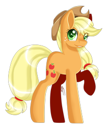 Size: 1859x2233 | Tagged: safe, artist:inspiredpixels, imported from derpibooru, applejack, earth pony, pony, female, freckles, mare, raised hoof, signature, simple background, smiling, solo, transparent background