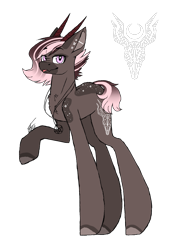 Size: 1685x2400 | Tagged: safe, artist:inspiredpixels, imported from derpibooru, oc, oc only, pony, horn, jewelry, looking at you, pendant, simple background, solo, standing, tongue out, transparent background