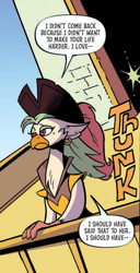 Size: 364x712 | Tagged: safe, artist:andypriceart, idw, imported from derpibooru, captain celaeno, anthro, bird, parrot, my little pony: the movie, spoiler:comic, spoiler:comic100, ear piercing, earring, eyeshadow, female, frown, hat, implied lesbian, jewelry, makeup, piercing, pirate hat, season 10, solo, solo female, talking