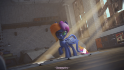 Size: 3840x2160 | Tagged: safe, artist:phenioxflame, artist:steamyart, imported from derpibooru, oc, oc only, oc:layla horizon, bat pony, pony, 3d, bat pony oc, bat wings, blender, blender cycles, high res, solo, volumetric light, wings