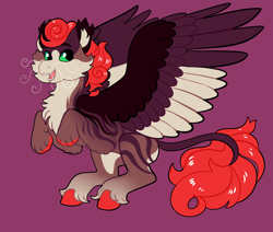 Size: 2600x2200 | Tagged: safe, artist:loryska, imported from derpibooru, oc, oc only, hybrid, pony, female, high res, interspecies offspring, magical lesbian spawn, offspring, parent:pinkie pie, parent:sphinx (character), simple background, solo