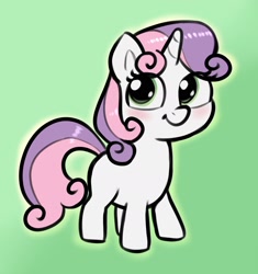 Size: 1688x1792 | Tagged: safe, artist:heretichesh, imported from derpibooru, sweetie belle, pony, unicorn, blank flank, blushing, cute, diasweetes, female, filly, gradient background, smiling, solo