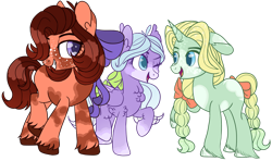 Size: 1280x758 | Tagged: safe, artist:maximumpiracy, artist:nakkry, imported from derpibooru, dear darling, fond feather, swoon song, pegasus, pony, alternate design, base used, bimbettes, female, simple background, transparent background, trio, trio female