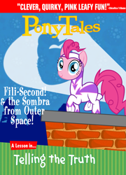 Size: 1099x1524 | Tagged: safe, artist:ianandart-back-up-3, imported from derpibooru, fili-second, pinkie pie, pony, series:pony tales, dvd, dvd cover, fili-second! & the sombra from outer space!, ponytales, power ponies, solo, veggietales, vhs