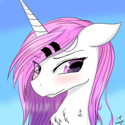 Size: 1024x1024 | Tagged: safe, artist:dashy21, imported from derpibooru, oc, oc only, oc:dashy21, pony, unicorn, bust, dashy21, portrait, signature, solo