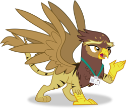Size: 4741x4086 | Tagged: safe, artist:frownfactory, imported from derpibooru, galena, big cat, griffon, hybrid, tiger, tiger griffon, princess spike (episode), female, name tag, simple background, solo, transparent background, vector, wings