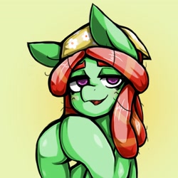 Size: 1764x1764 | Tagged: safe, artist:kyouman1010, imported from derpibooru, tree hugger, earth pony, pony, bandana, dreadlocks, female, hooves together, lidded eyes, looking at you, mare, solo