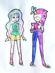 Size: 1616x2154 | Tagged: safe, artist:fude-chan-art, imported from derpibooru, princess celestia, queen novo, human, equestria girls, my little pony: the movie, clothes, clothes swap, cosplay, costume, female, garnet (steven universe), gem, humanized, lesbian, novolestia, pearl, pearl (steven universe), pearlnet, shipping, steven universe
