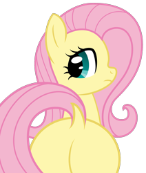 Size: 1727x2039 | Tagged: safe, alternate version, artist:mfg637, derpibooru exclusive, imported from derpibooru, fluttershy, pony, .svg available, butt, digital art, dock, flutterbutt, looking at you, looking back, plot, simple background, solo, svg, vector