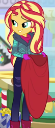 Size: 290x672 | Tagged: safe, imported from derpibooru, screencap, sunset shimmer, equestria girls, equestria girls series, holidays unwrapped, spoiler:eqg series (season 2), cropped, solo, winter break-in