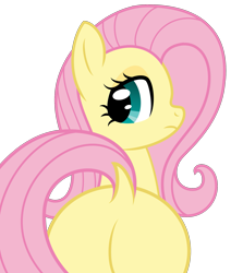 Size: 1727x2039 | Tagged: safe, artist:mfg637, derpibooru exclusive, imported from derpibooru, fluttershy, pony, .svg available, butt, digital art, dock, flutterbutt, looking at you, looking back, plot, simple background, solo, svg, vector