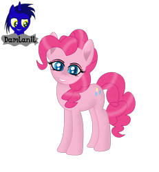 Size: 3840x4154 | Tagged: safe, artist:damlanil, imported from derpibooru, pinkie pie, earth pony, pony, cute, diapinkes, eyeshadow, female, happy, looking at you, makeup, mare, shine, shiny mane, simple background, smiling, solo, transparent background, vector