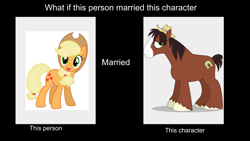 Size: 960x540 | Tagged: safe, artist:xxxkayceejrxxx, imported from derpibooru, applejack, trouble shoes, female, male, meme, shipping, straight, troublejack