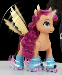 Size: 504x607 | Tagged: safe, imported from derpibooru, sunny starscout, alicorn, earth pony, pony, unicorn, spoiler:my little pony: a new generation, alicornified, female, g5, irl, mare, my little pony: a new generation, official, pegasus wings, photo, princess sunny starscout, race swap, roller skates, sing n skate sunny starscout, sunnycorn, toy, wings
