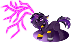 Size: 5000x3000 | Tagged: safe, artist:olificus, imported from derpibooru, oc, oc only, oc:purple haze, pony, unicorn, angry, commission, female, high res, horn, jewelry, lightning, magic, mare, simple background, solo, transparent background