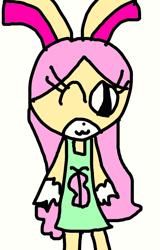 Size: 664x1038 | Tagged: safe, artist:sugarbugjewelpet, imported from derpibooru, fluttershy, anthro, rabbit, 1000 hours in ms paint, animal, bunnified, clothes, dress, female, solo, sonic the hedgehog (series), sonicified, species swap