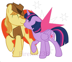 Size: 1588x1364 | Tagged: safe, artist:firefox238, imported from derpibooru, braeburn, twilight sparkle, alicorn, earth pony, pony, cutie mark background, eyes closed, female, male, shipping, simple background, straight, transparent background, twiburn, twilight sparkle (alicorn)