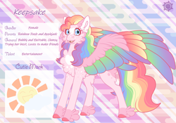 Size: 3500x2454 | Tagged: safe, artist:nobleclay, imported from derpibooru, oc, oc only, oc:keepsake, pegasus, pony, colored wings, female, gradient wings, high res, magical lesbian spawn, mare, multicolored wings, offspring, parent:applejack, parent:rainbow dash, parents:appledash, rainbow wings, solo, wings