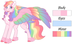 Size: 1688x1018 | Tagged: safe, alternate version, artist:nobleclay, imported from derpibooru, oc, oc only, oc:keepsake, pegasus, pony, colored wings, female, gradient wings, magical lesbian spawn, mare, multicolored wings, offspring, parent:applejack, parent:rainbow dash, parents:appledash, rainbow wings, reference sheet, simple background, solo, transparent background, wings